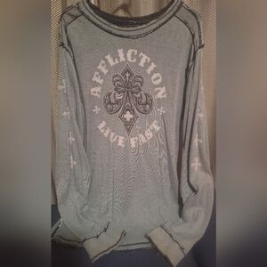 Affliction Gray Long Sleeve with Bold Emblem